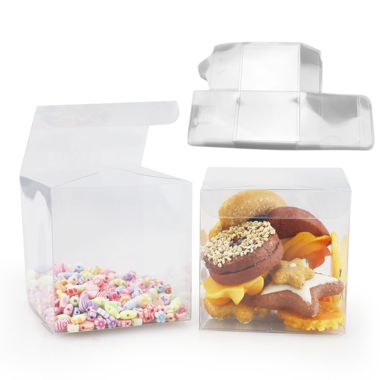 MAOQYE 30PCS 8x8x8cm Clear Cube Wedding Favour Boxes PVC Transparent Cube Gift Boxes for Candy Chocolate Birthday, Wedding, Party Favors