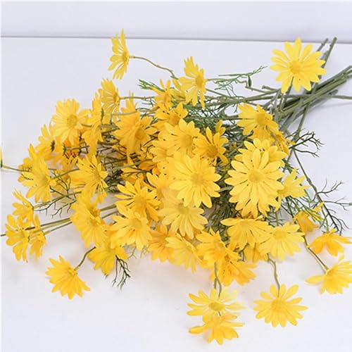 OUKEYI 12 paquetes de flores artificiales de margaritas, resistentes a los rayos UV, flores silvestres falsas con tallos, arbustos de vegetación
