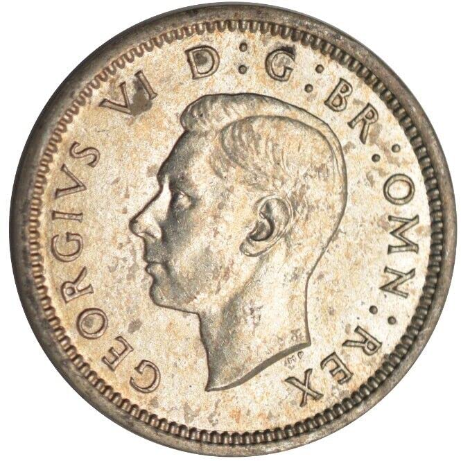 1937-1944 British Threepence Silver Coin Issued Under King George VI. WW2 Era United Kingdom Coin. 3 Pence Graded By Seller Circulated/Worn Condition