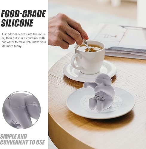 Miniatura 3 de Cabilock Linda nutria de silicona infusor de té de grado alimenticio, filtro de té gris fácil de limpiar Gadget de cocina