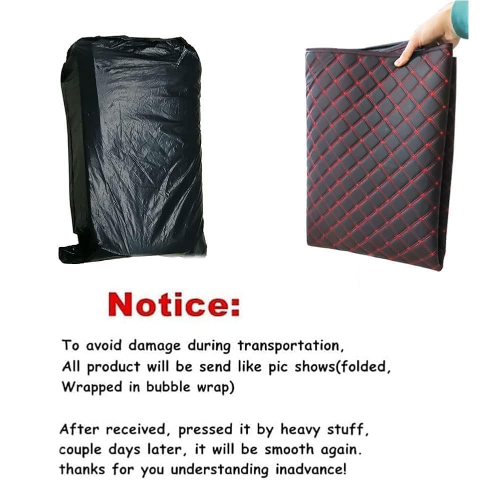 MLLAS Fußmatten Auto Für Seat Leon ST/FR - 4-teilig PU Leder Allwetter Set Schwarz-Rot