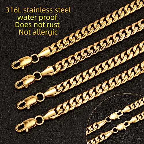 CaptainSteeL Cuban Bracelet for Men and Women, 7/7.5/8/9inch Stainless Steel Bracelet, Gold Plating/Stainless Steel Fashion Jewelry Bracelet, Holiday Gift with Flannel Bag3