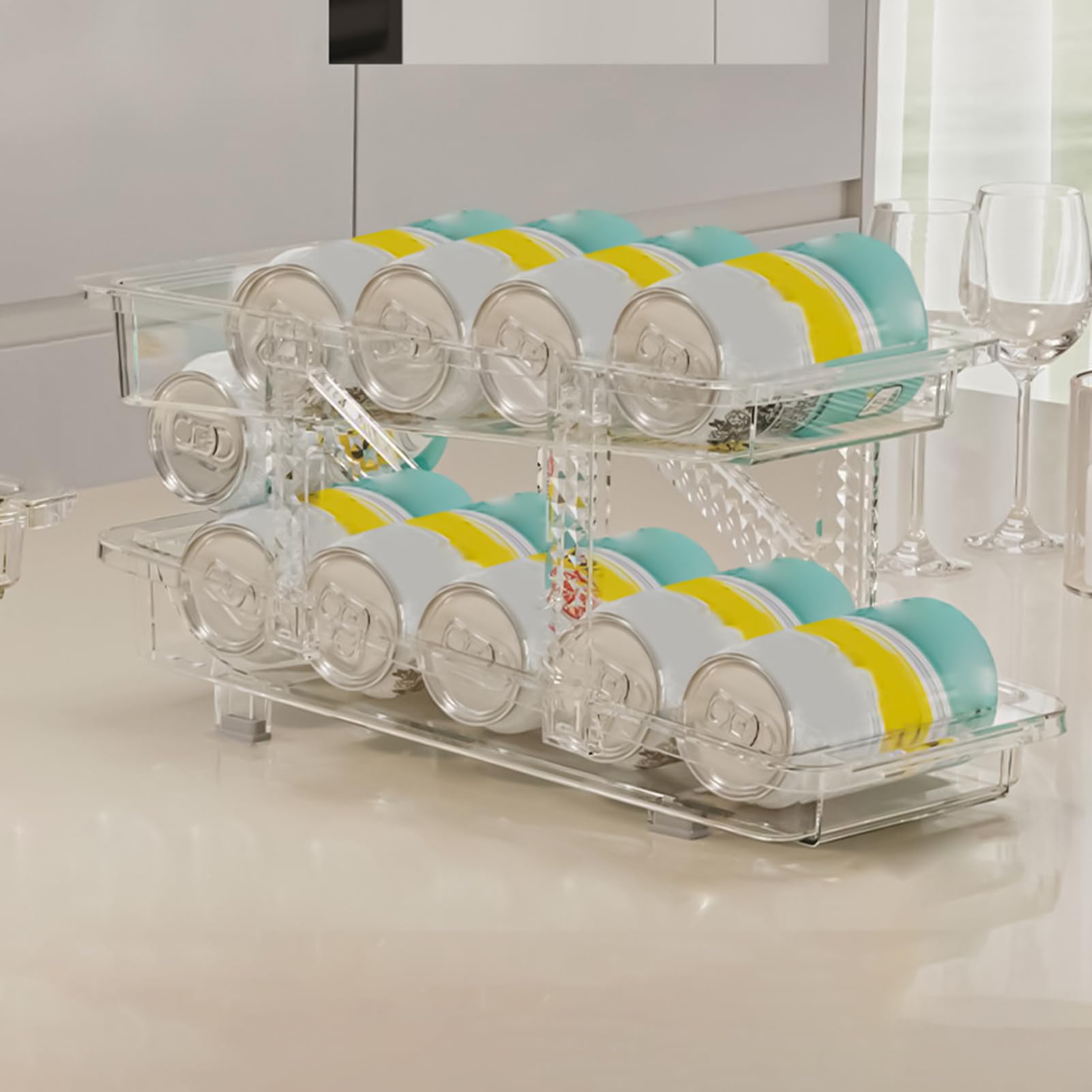 Organizer per Lattine Moderno Porta Bevande Automatico Trasparente a