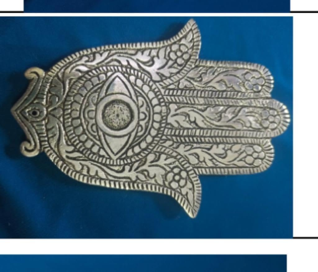 Silver Polish Palm Shape Incense Stick Holder with Ash Catcher,