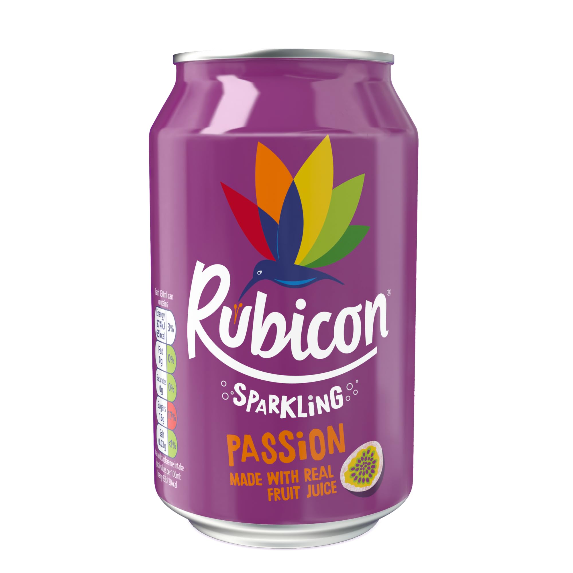Rubicon Sparkling Passion Fruit Juice Drink 24 x 330 ml Cans
