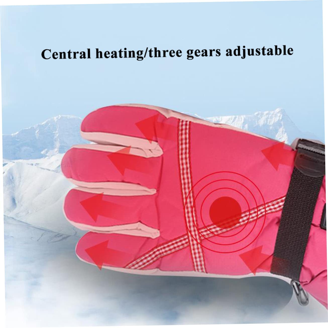 CHEWYNP Guanti riscaldati Guanti Termici elettrici alimentati a Batteria Rosa Ricaricabili, per Ciclismo all'aperto Montorcycle Campeggio Escursionismo Sci-1 Paio M