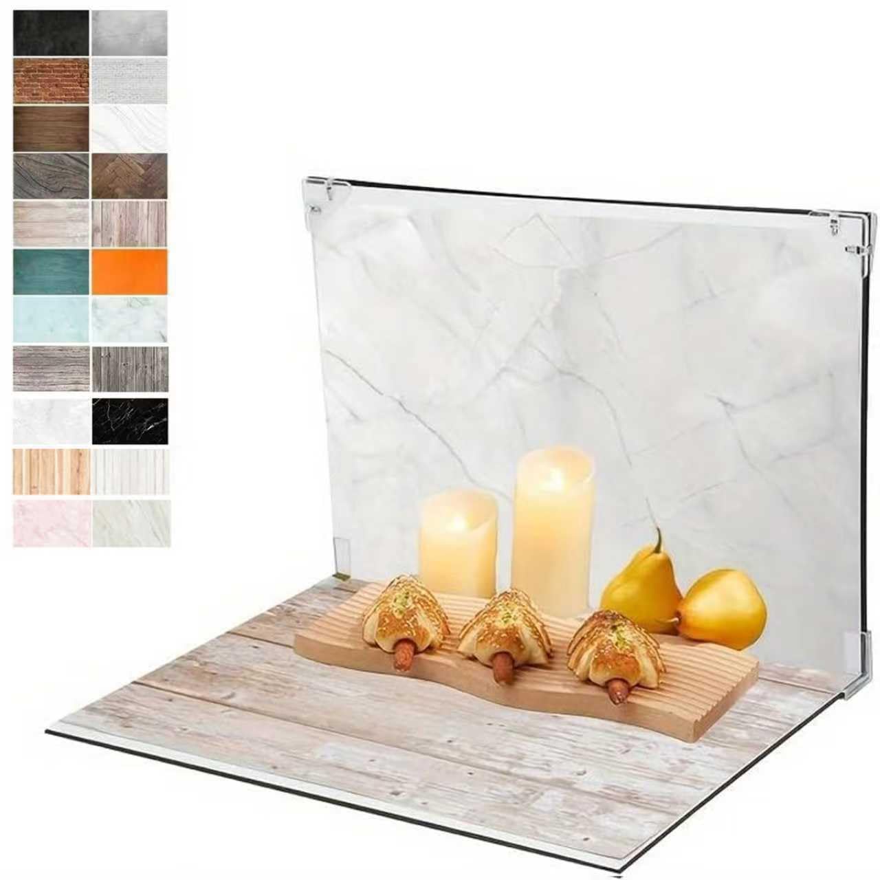 Fotohintergründe für Lebensmittelfotografie, 11 Stück, 22 Muster, kleines Produkt, Hintergrund-Tischplatten-Set, Flache Requisiten für Schmuck, Kosmetik, Make-up, 40,6 x 29,2 cm (Black White Brown)