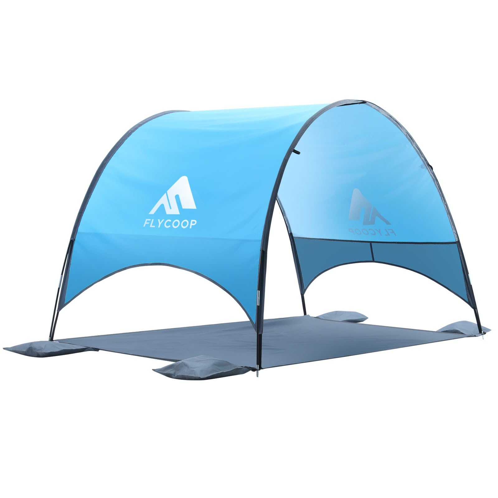 Strandmuschel mit UV-Schutz UPF 50+ – Tragbares Beach Canopy & Sonnenschutz für Strand, 360° Belüftung, 4 Sandsäcke, Doppelte Taschen, Heringe & Seile