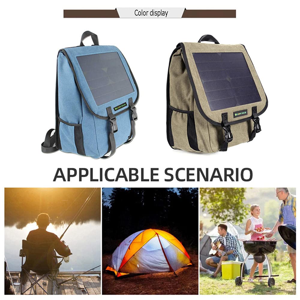 Zaino Solare, Zaino con Pannello Solare Integrato da 6 Watt | Impermeabile e Resistente | con Porta USB per ricaricare Laptop, cellulari, Fotocamere, Tablet, powerbank e Altri dispositivi USB