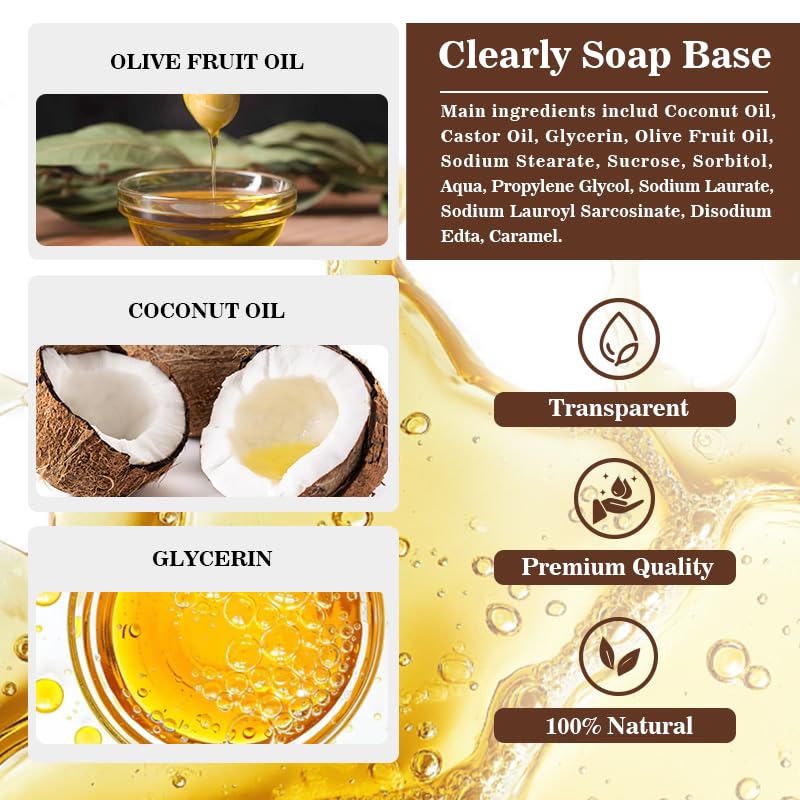 Clear Soap Base, Melt And Pour Soap Base, Glycerin Soap Base, Vegetable, Easy To Cut, Soap Base For Soap Making, 5.2lb,Unscented