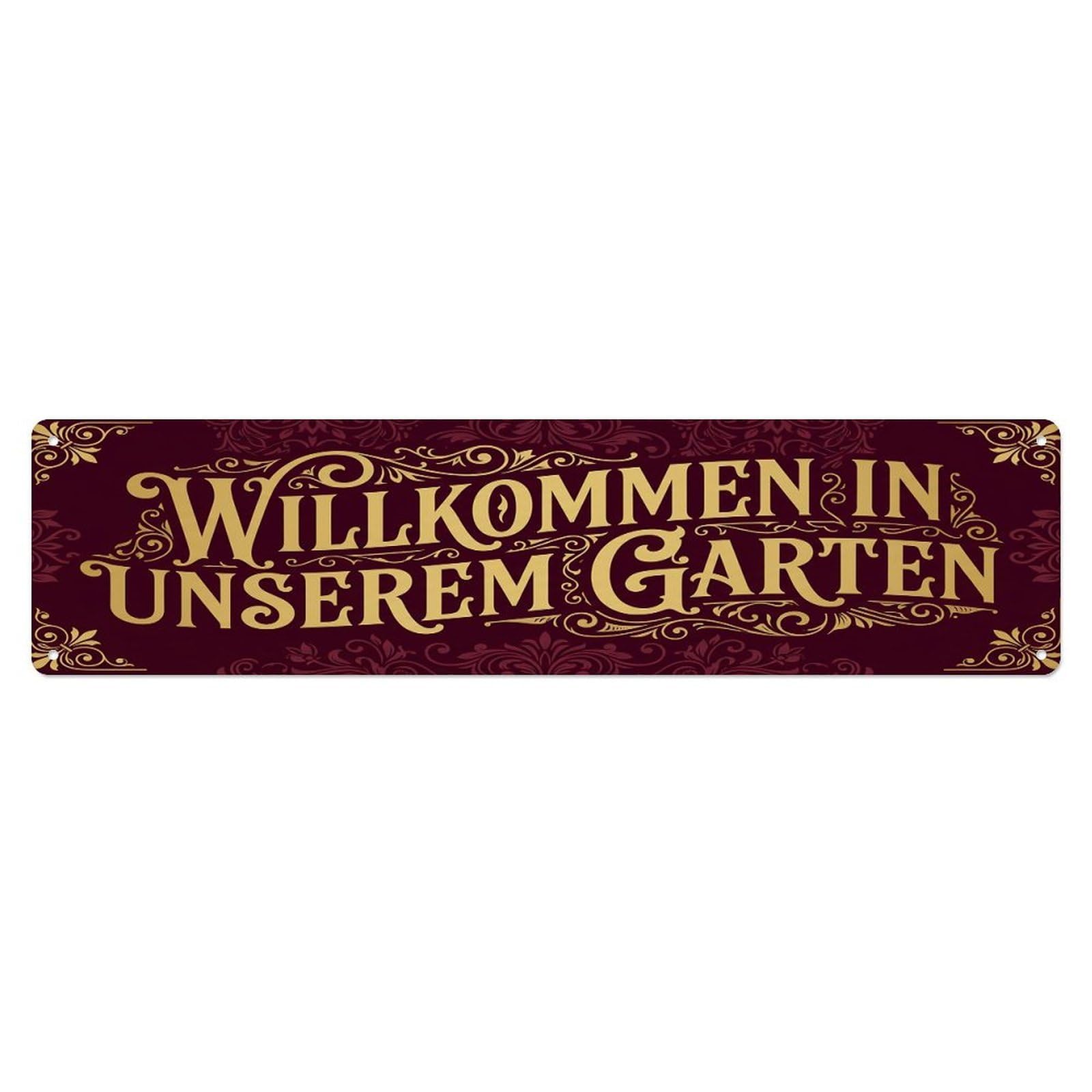 Vintage Welcome to Our Garden Victorian Ornate Metal Tin Sign