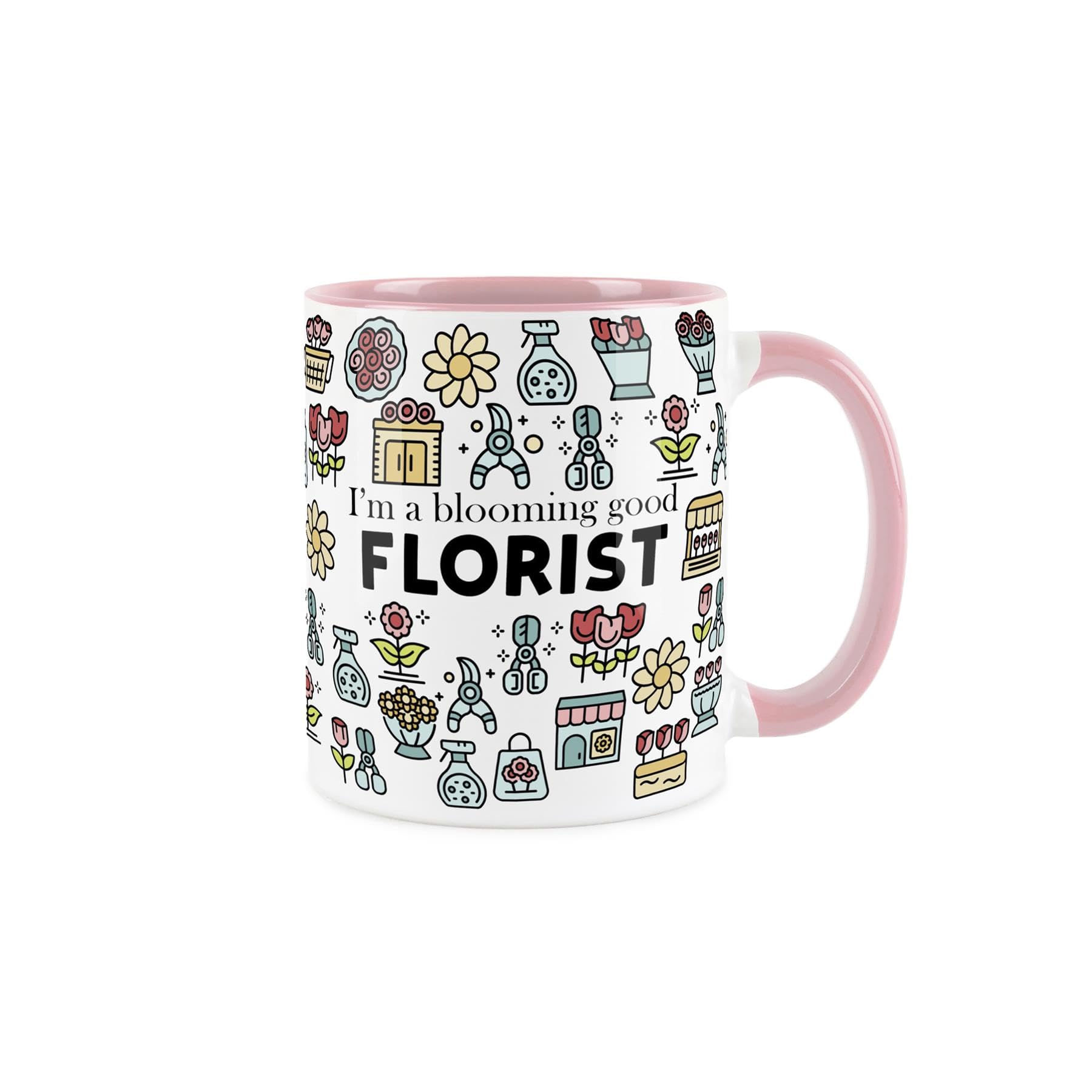 Purely HomeFlorist Mug - Humourous Trades Funny Novelty Gift - Tea/Coffee Hot Drinks Pink Ceramic Cup Present for Florists/Flowers & Plants Dealer