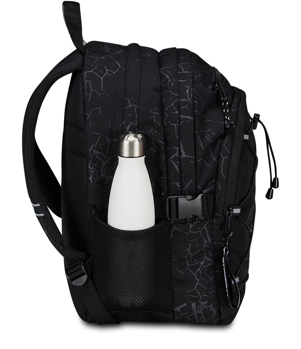 Mitama Zaino Triplo Scomparto Black Cracks con Tasca porta PC, Nero, Scuola Elementare e Tempo Libero, Bambina Ragazza
