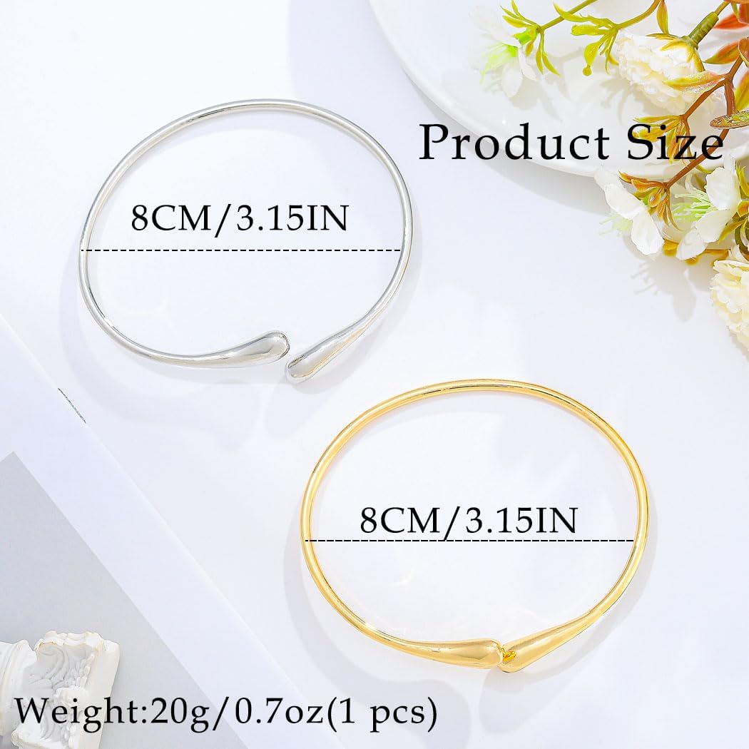Silver Arm Cuff Bracelet for Women Gold Upper Arm Bracelets Adjustable Teardrop Arm Cuff Minimalist Bangle - Image 6