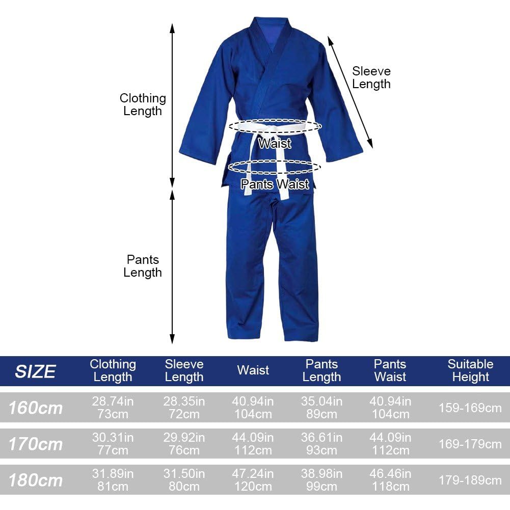 1 Conjunto De Uniforme De Judo Gi, Kimono De Jiu-jitsu Brasileño Para Hombres Y Mujeres Con Cinturón, Uniforme De Entrenamiento De Artes Marciales, Kimono De Entrenamiento Ligero Para Judo Y Karate.