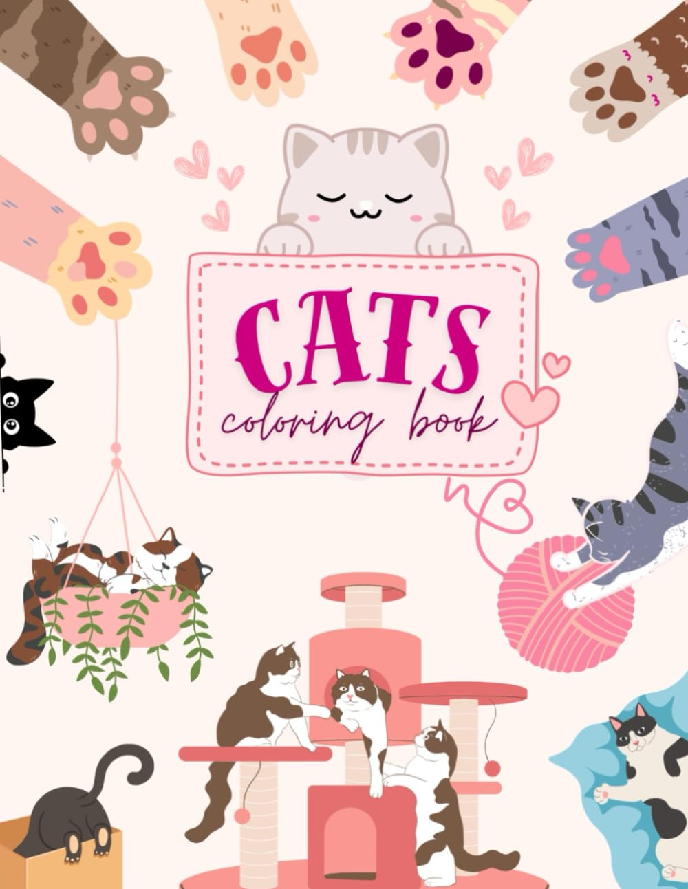 Cats Coloring Book: Calm, cute & cozy cat themed coloring book for cat lovers of all ages