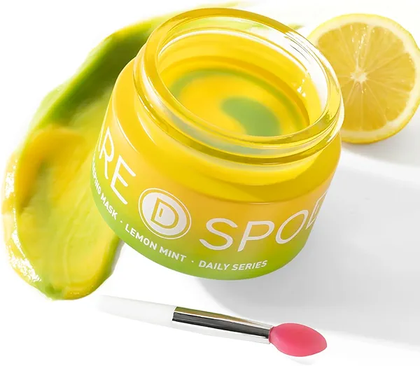 SPODARE Lip Mask, Overnight Lip Sleeping Mask, Lip Moisturizer for Dry Cracked Lips Care, Dual-Color Korean Lips Balm with Vitamin C and Shea Butter for Nourishing and Softening Lips - Lemon Mint