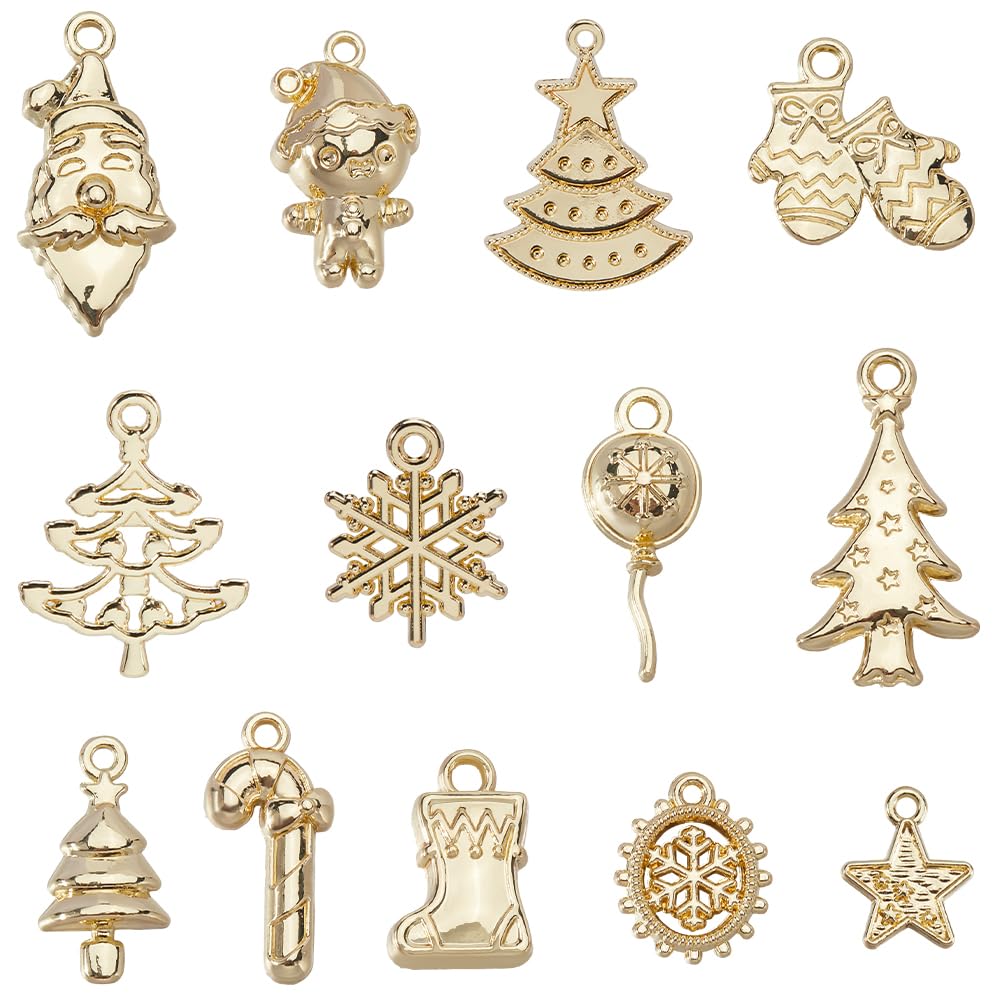 Breloques de Noël en métal doré pour création de bijoux de fête