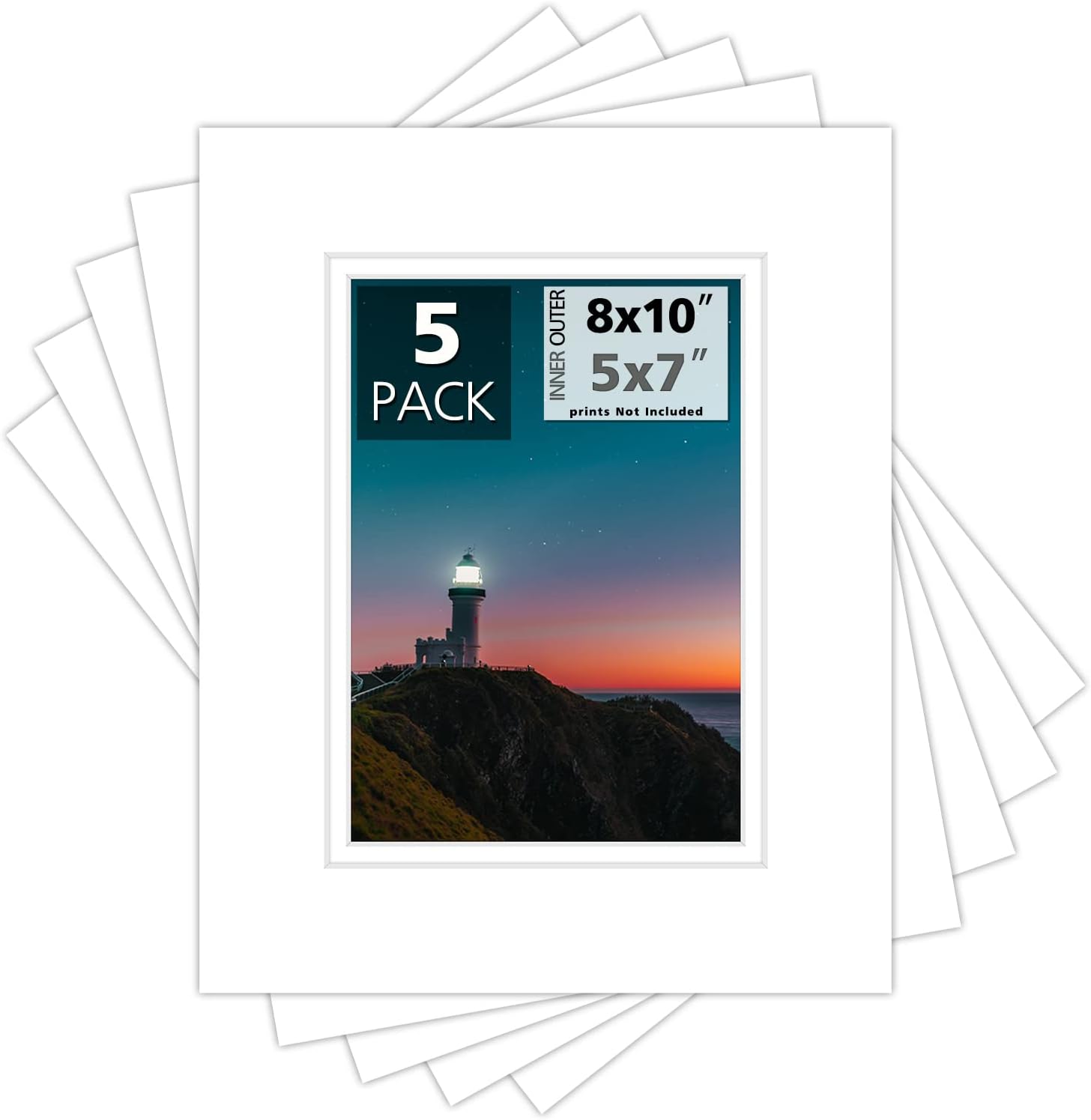 Mat Board Center, Pack of 5, 8x10 for 5x7 Photo Picture