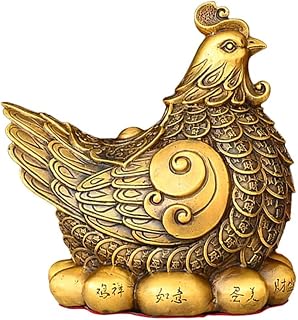 Copper Chicken Statue Charming Zodiac Rooster Sculpture Wealth Chicken Crafts Home Workspace Living Room Decoration 7.1 * 4.3 * 7.5IN 3.8LB