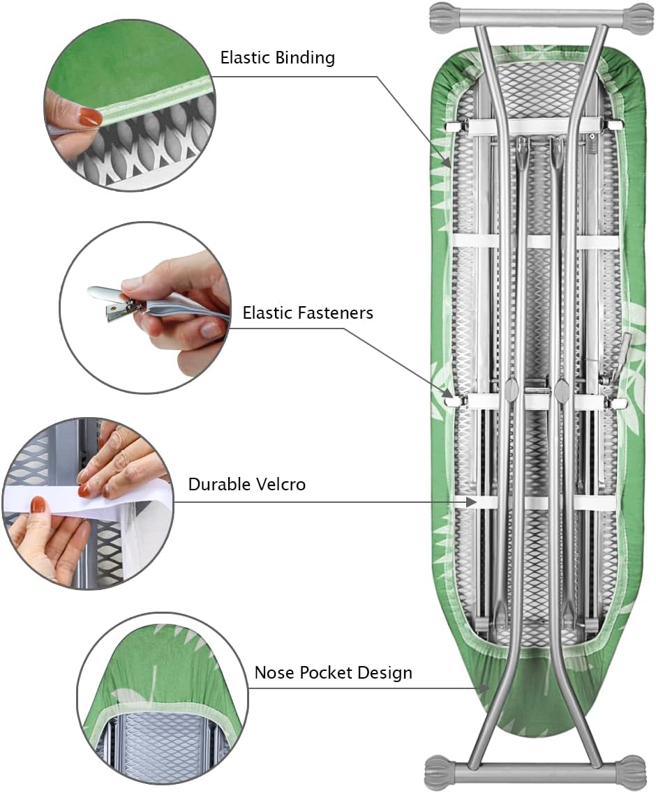 SheeChung 15" x 49" Ironing Board Cover and Pad +Ironing Board Padding Only,Cut to Desired Sizes