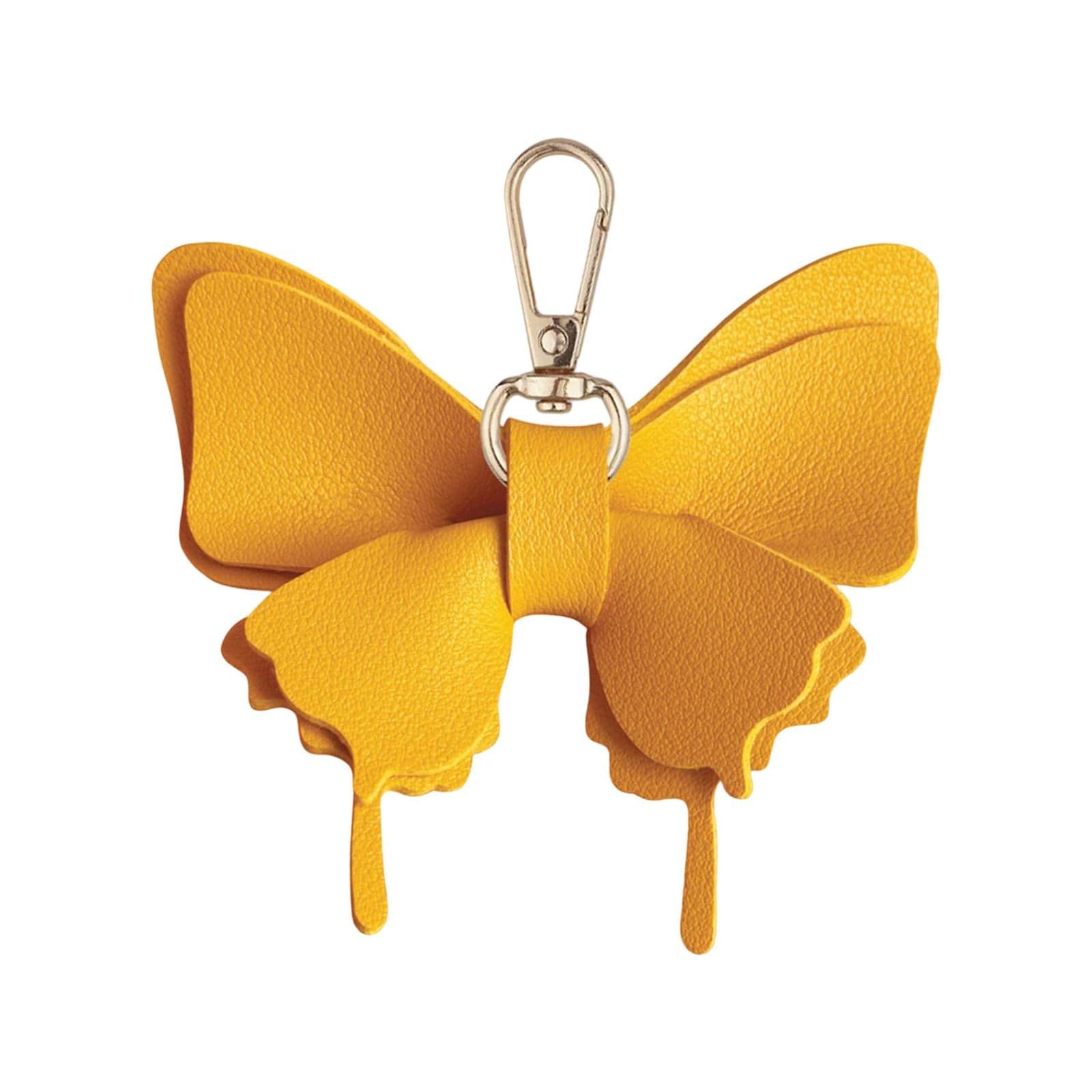 Vdaxvme Elegant PU Leather Butterfly Key Ring Bag Pendant Fashionable Purse Accessory Lightweight for Women Butterfly Keyring, yellow