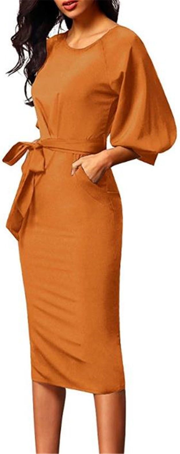 Aimur Professional Womens Clothing Business Professional Dresses with Sleeves Knee Length