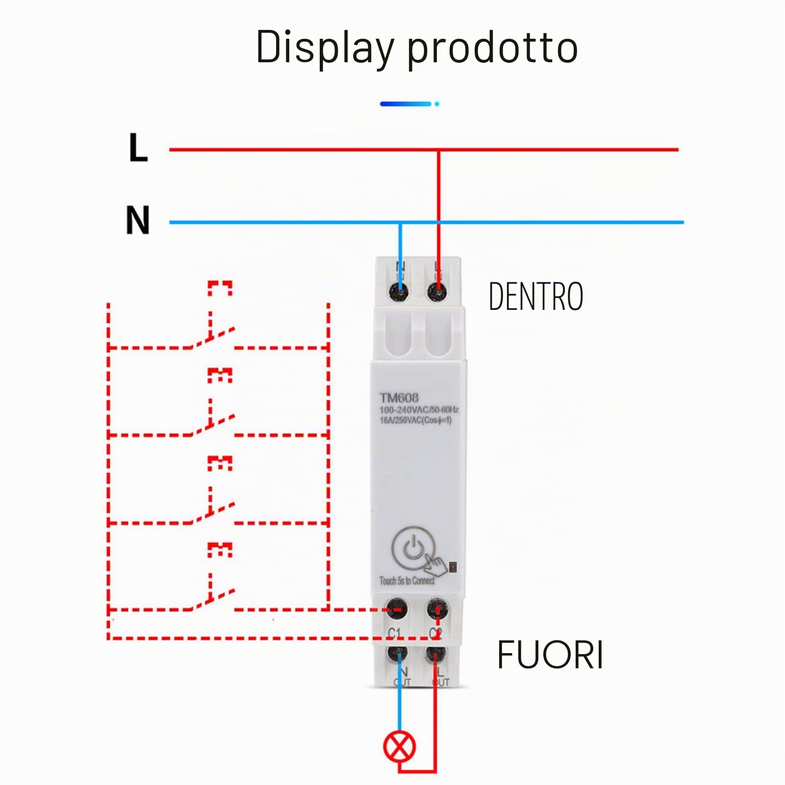 Contatore Energia Smart WiFi 16A Monofase Misuratore KWH Guida Din App Controllo