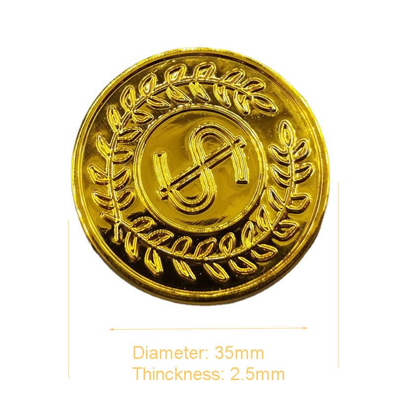 zalati Artificial Gold Coins 100pcs Faux Treasure Chest Money Toys Props for Kids Pirate Hunt Theme Party Games - Image 2