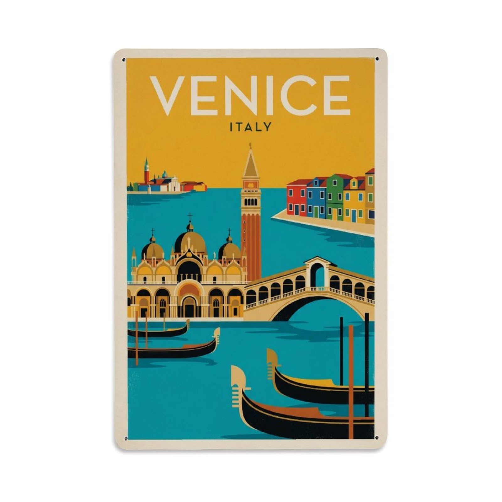 Fqcyn Style Metal Tin Sign Travel Retro Italy Venice