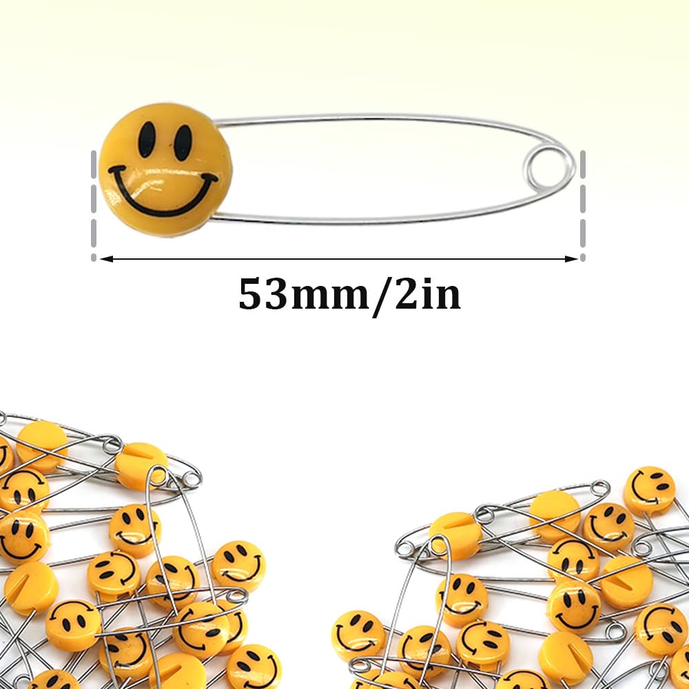 30 spille per pannolini, simpatiche spille da balia in plastica con faccina sorridente, per fai da te, artigianato, tessuti, pannolini e riparazioni di indumenti (arancione)