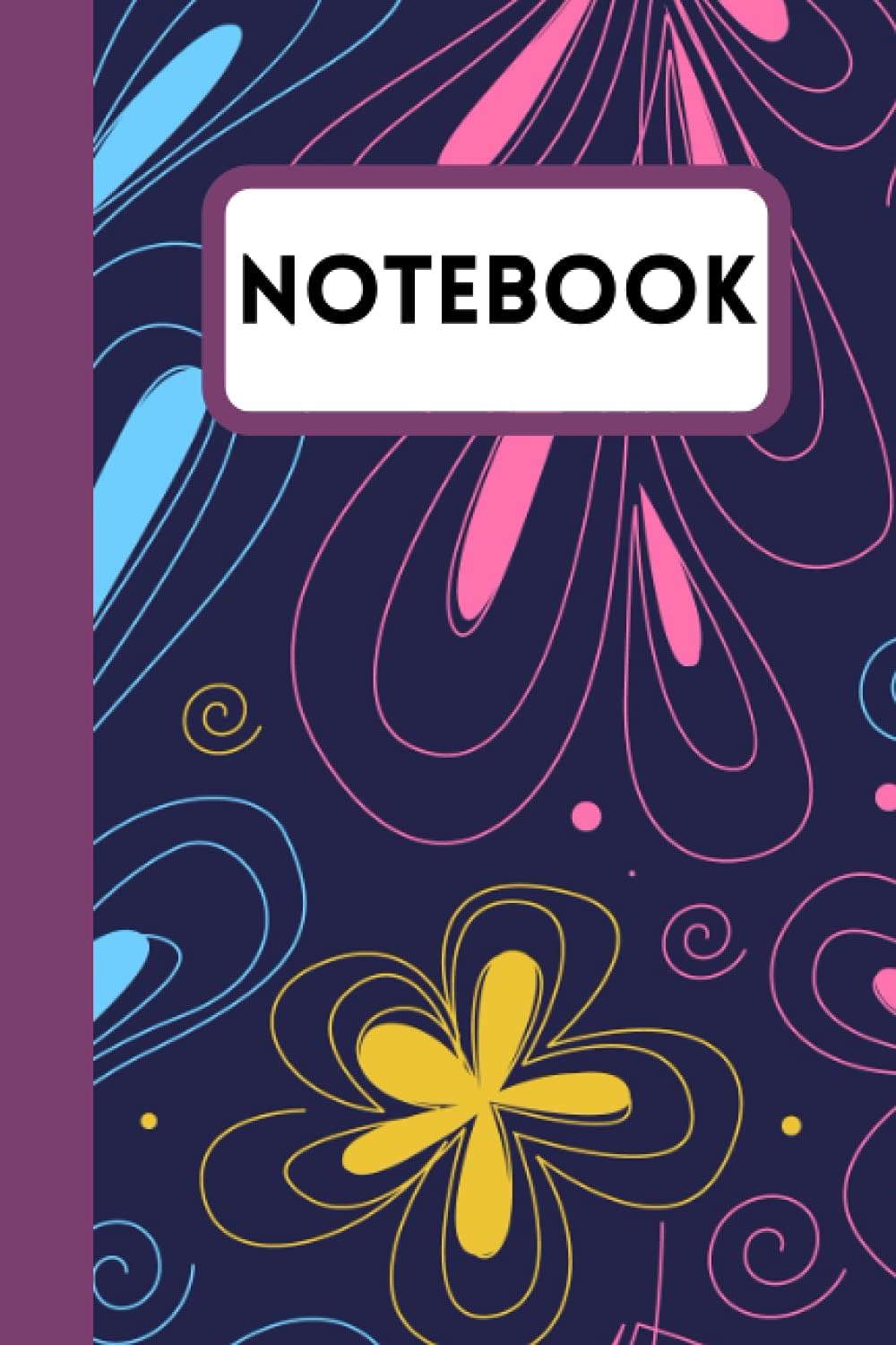 Notebook: Cute blue, pink and yellow floral notebook blank lined journal