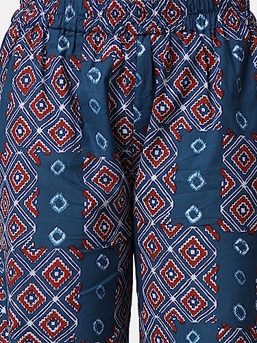 Image of POPWINGS Casual Bagru Printed Joggers for Women || Pull On Joggers for Women || Comfortable Casual Women Joggers for Summer || Loose Fit Joggers for Women