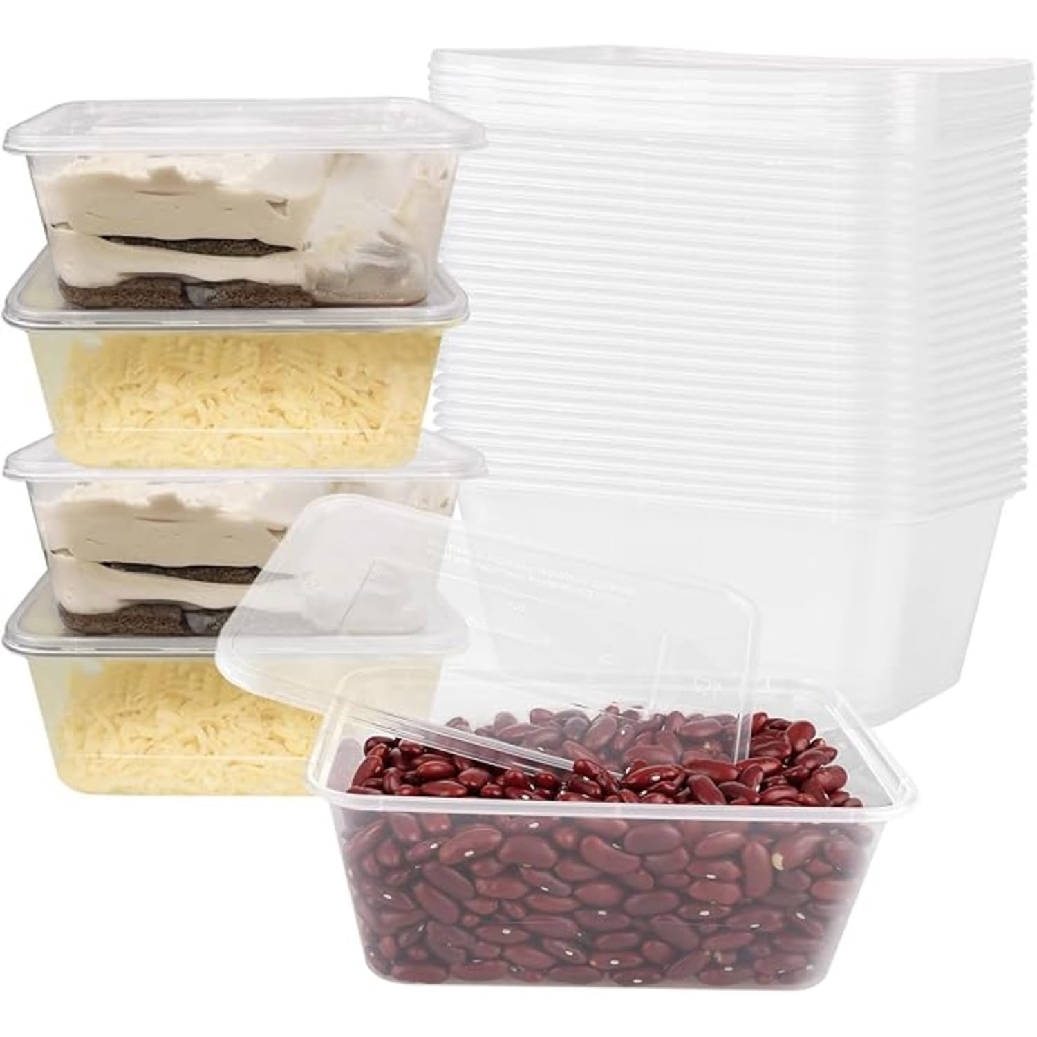 ECONX 1250ml Plastic Food Containers With Airtight Lids Clear Takeaway Food Boxes With Lids Meal Prep Microwave Food Storage Containers Meal Prep Boxes Microwave-Safe and Freezer-Friendly (25)
