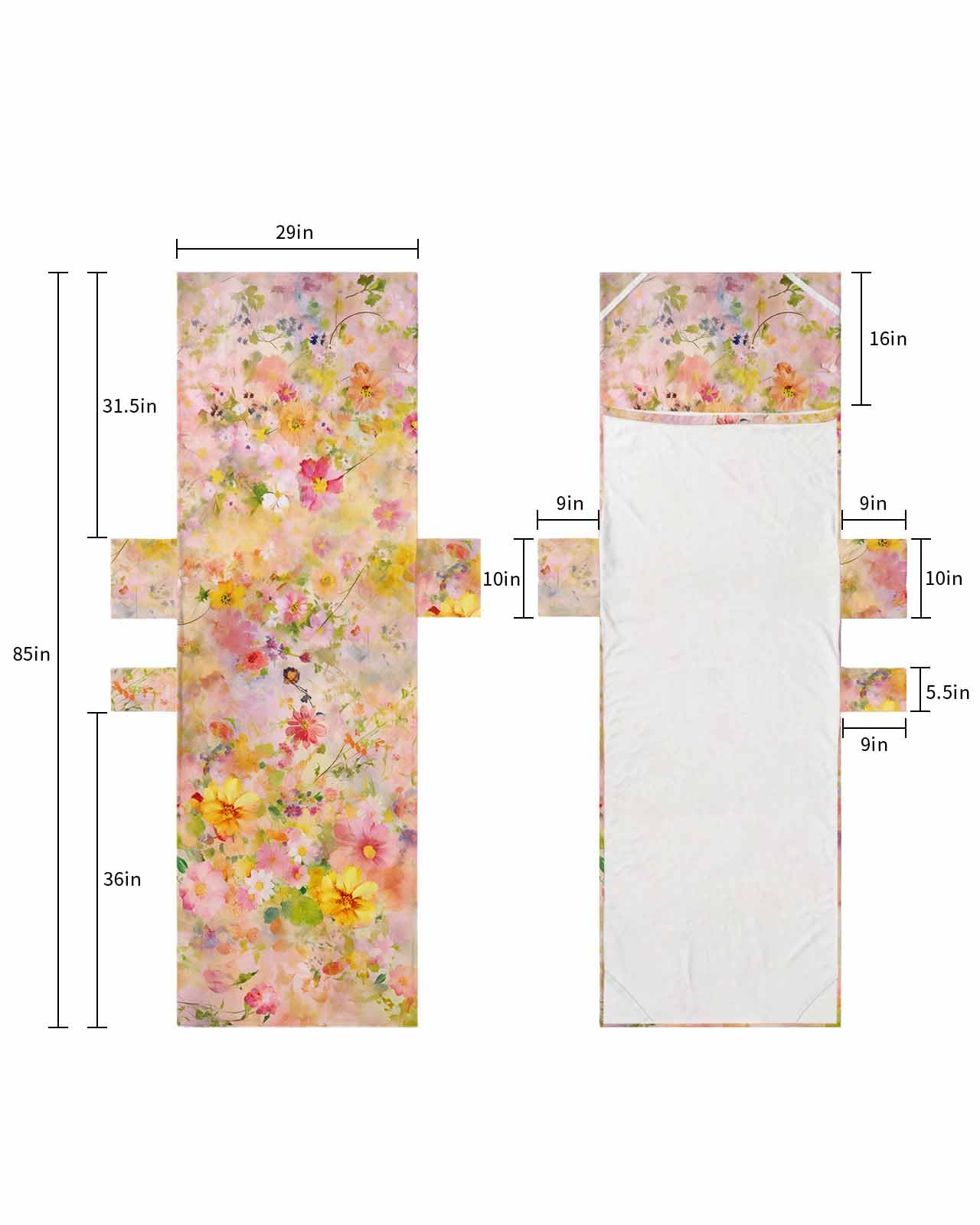 Spring Floral Beach Lounge Chair Towel Cover, Soft Chaise Lounge Towel with Side Pockets Patio Pool Chairs Cover for Beach/Pool Sunbathing 29x85 Watercolor Elegant Summer Flowers Botanical