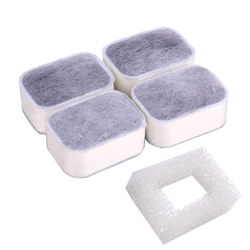 Oumefar Dual Action Pet Drinking Fountain Filters Replacement Water Filters for Dogs 1 Pcs Foam Filters 4 Pcs Premium Cotton Activated Carbon Pet Drinking Fountain Filters