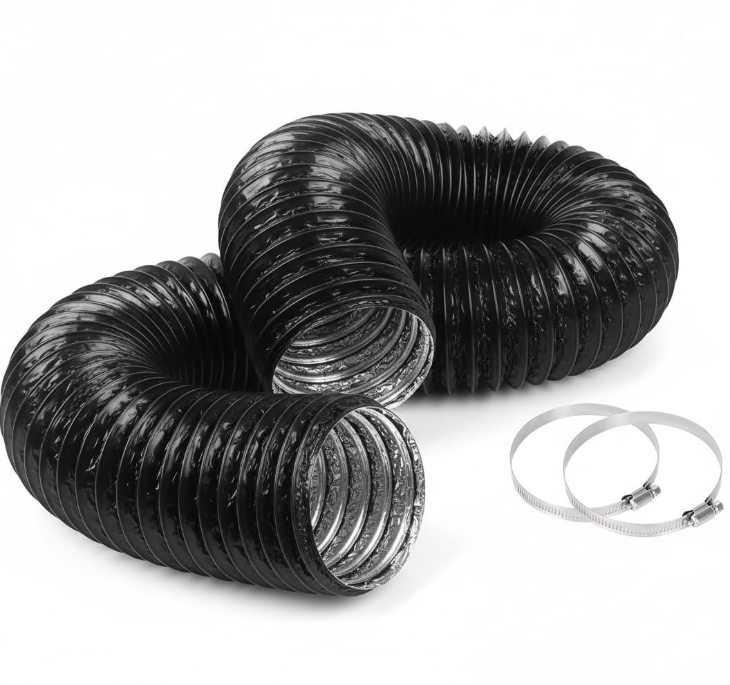 Xinjiayi 80mm Ducting Length 7m PVC Aluminium Flexible Tumble Dryer Vent Hose, Tumble Dryer Hose, for Hydroponics Extractor Fan Cooker Hood, Bathroom with Clamps