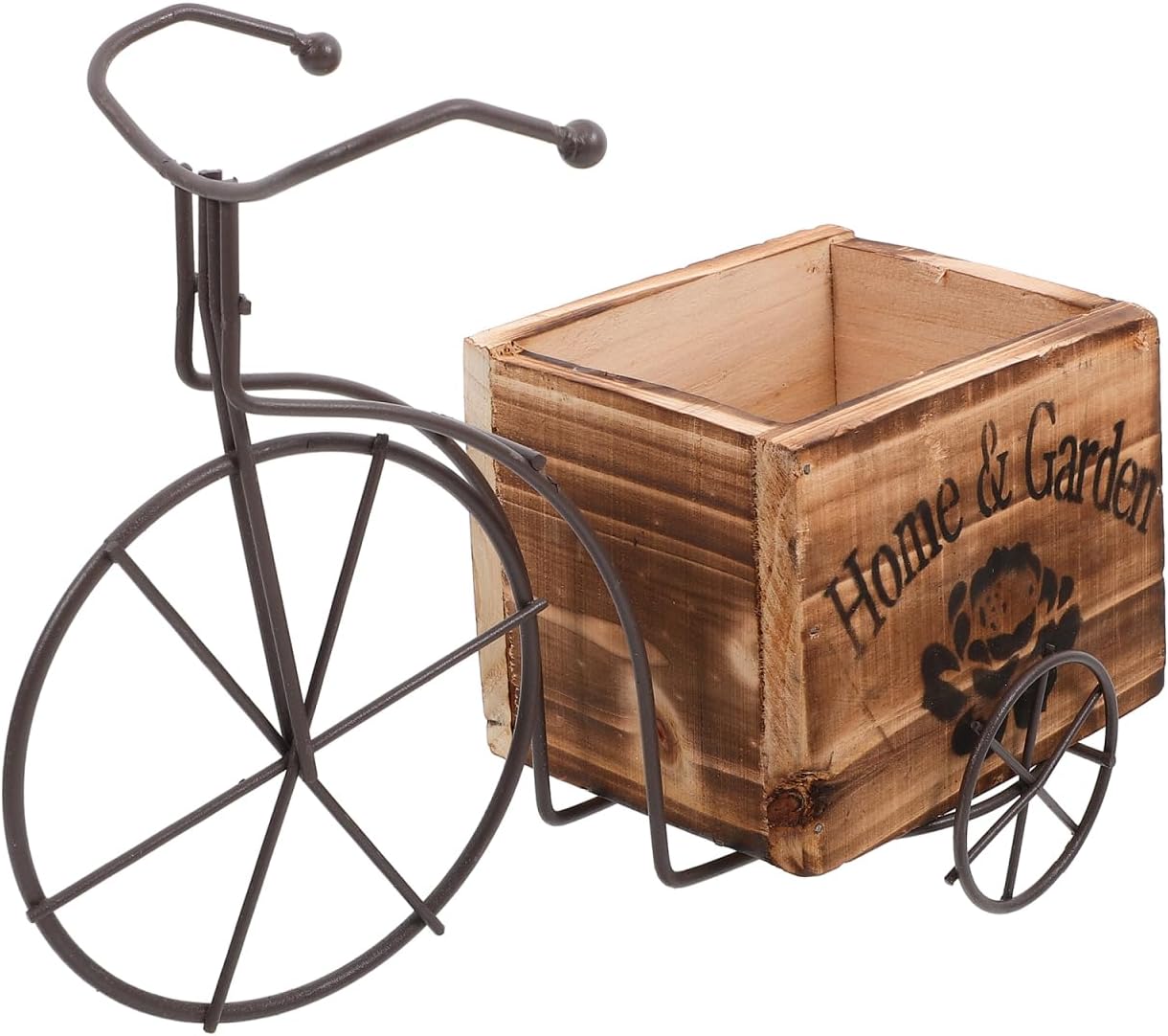 DOITOOL Bicycle Planter Wooden Planter Boxes Tricycle Plant Stand Succulent Pot for Outdoor Plants Garden Home Decoration