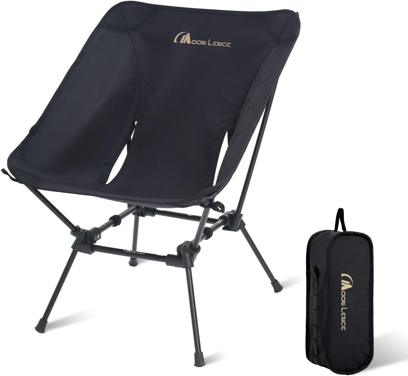 MOON LENCE Ultralight Folding Camping Chair, The 3rd Generation Backpacking Chair, Compact & Portable, 400 lbs, Heavy Duty for Hiking Beach with 2 Side Pockets
