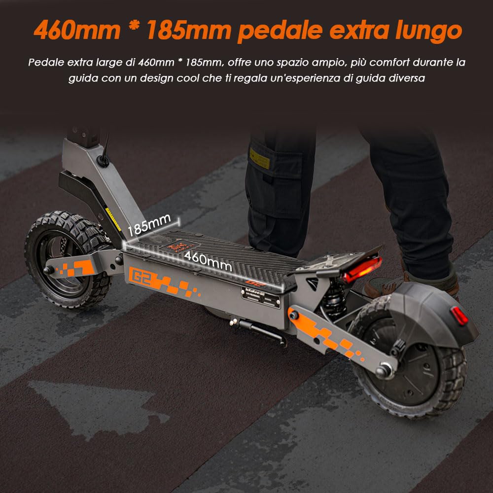 Kukirin G2 Monopattino Elettrico Pieghevole, Batteria da 48V 15Ah, Pneumatici da 10 Pollici, Autonomia di 55 km, Schermo Tattile, Freni a Disco Anteriori e Posteriori, Monopattino Elettrico per Adulti