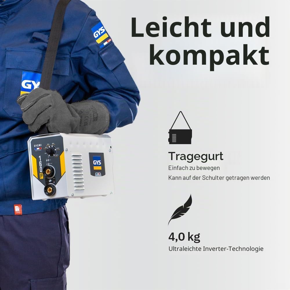 GYS Schweißgerät Elektroden-Schweißinverter mit Potentiometer, GYSMI 160P, (l x b x h) 270 x 170 x 110 mm