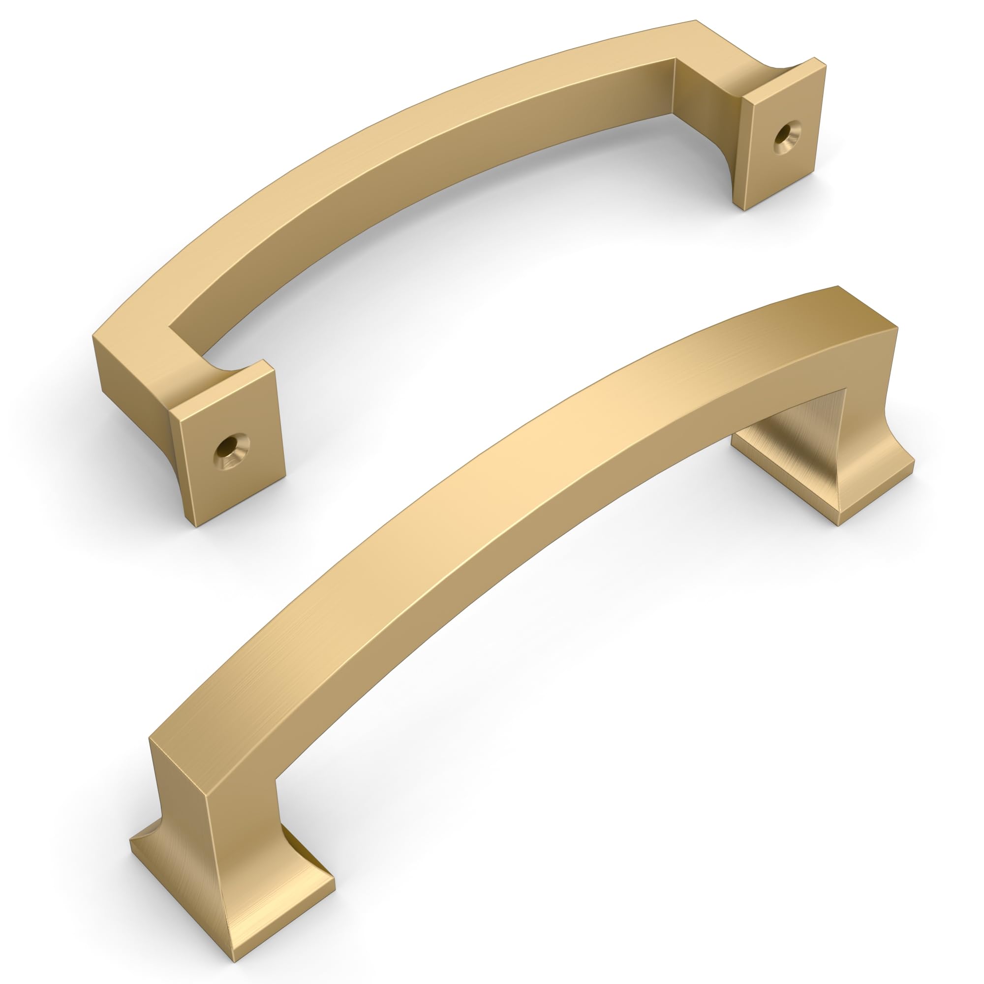 Amerdeco Paquete de 15 tiradores de gabinete de bronce champán de 4 pulgadas con agujero central, accesorios de gabinete de cocina de latón cepillado para baño, tiradores de cajón dorados ZH0009