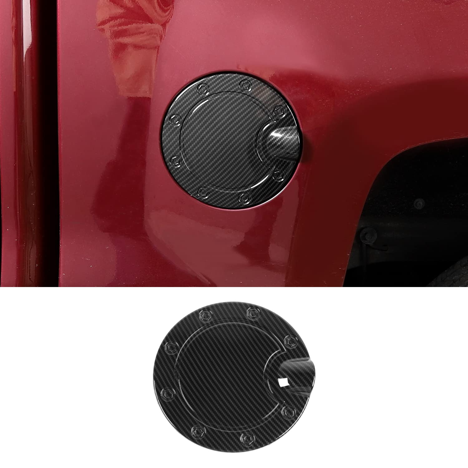 CheroCar Gas Cap Cover Fuel Filler Door Gas Tank Cap Cover Accessories for 2014-2018 Chevy Silverado GMC Sierra,Carbon Fiber