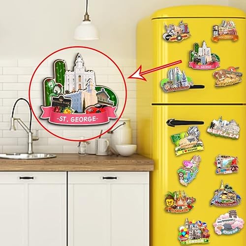 Miniatura 4 de Imán de madera para nevera de San Jorge Utah Utah USA Monumentos de madera 3D para decoración de recuerdos coleccionables de viaje, hecho a mano, 2