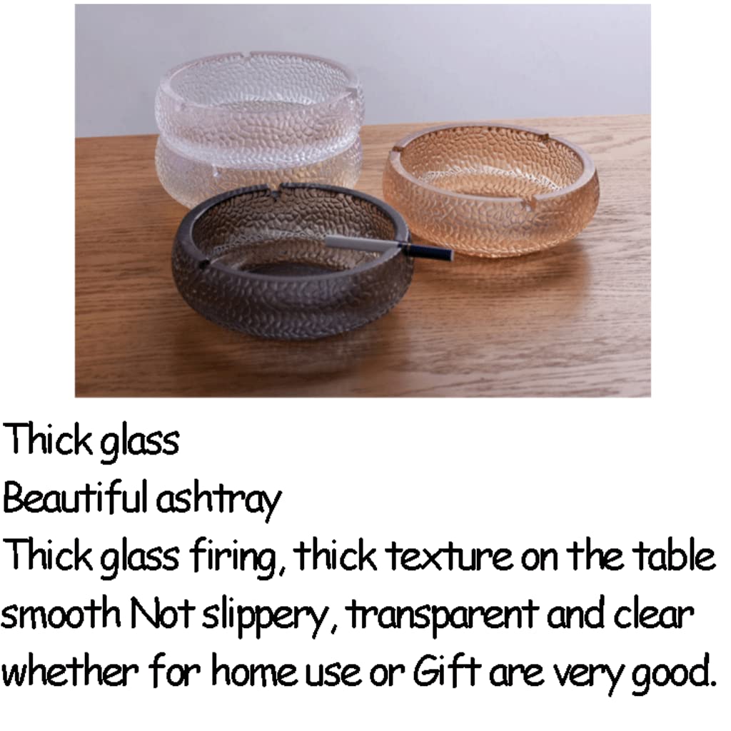 sdneNest Bellissimo posacenere in vetro per ghiaccio e crepe, posacenere da scrivania per fumare, posacenere moderno per la casa, portatile, multicolore, grande, pratico, trasparente