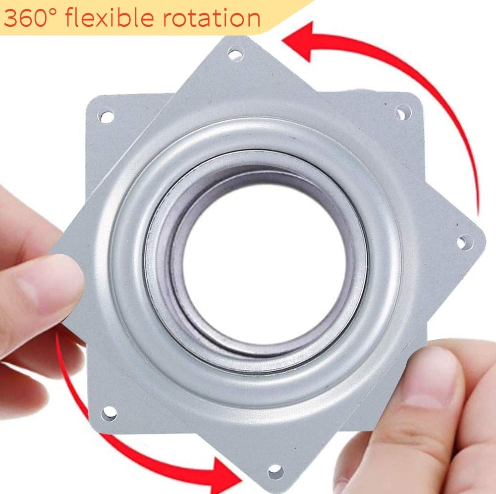 Platine Pivotante Lazy Susan 4x4 Pouces - Roulements En Acier Galvanisé - Pour Meuble, TV Ou Décoration