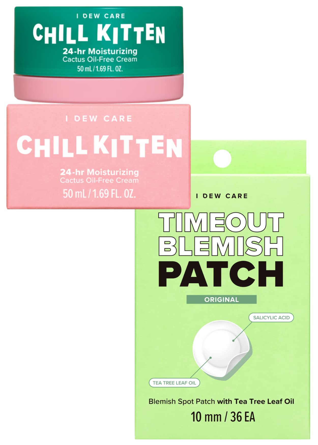 I DEW CARE Hydrocolloid Acne Pimple Patch - Timeout Blemish Original Chill Kitten I 24-hr Moisturizing Cactus Oil-free