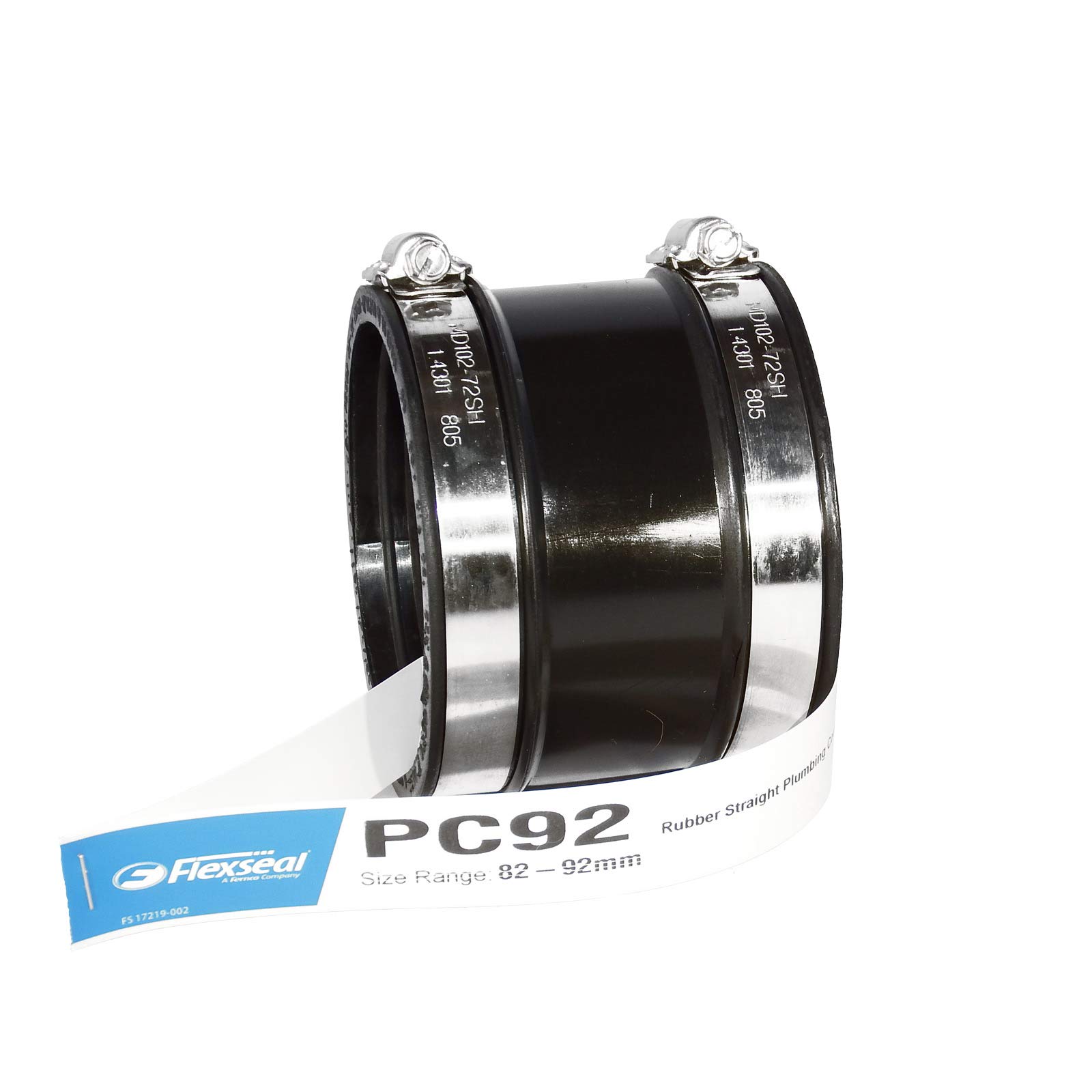 Flexseal Black Fernco Pc92 Straight - 82-92Mm Epdm Flexible Rubber Boot Plumbing Coupling Pipe Connector