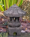 IDYL Yukimi Lanterne en pierre de lave - Résistante au gel - Hauteur : 25 cm - Produit naturel massif - Décoration pour salon, jardin d'hiver et bougie chauffe-plat