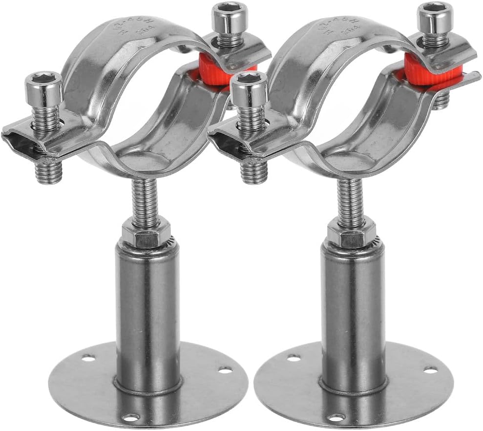 2 Pcs Stainless Steel Adjustable Wall Mount Ceiling Mount Pipe Support Bracket For Gas Air Conditioning Pipes Clamps Pipe,12.50X9.00X6.00CM